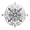 A compass and drafting tools forming a mandala tattoo design idea