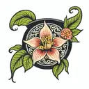 national flower from laos in a pot  tattoo design idea
