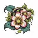 national flower from laos in a pot  tattoo design idea