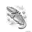 urban alligator  tattoo design idea