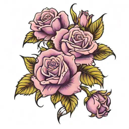 purple roses blooming tattoo design idea