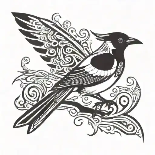 Magpie tattoo design idea