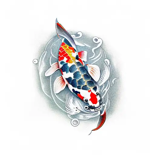 Realism Koi Fish Tattoo Idea - BlackInk AI