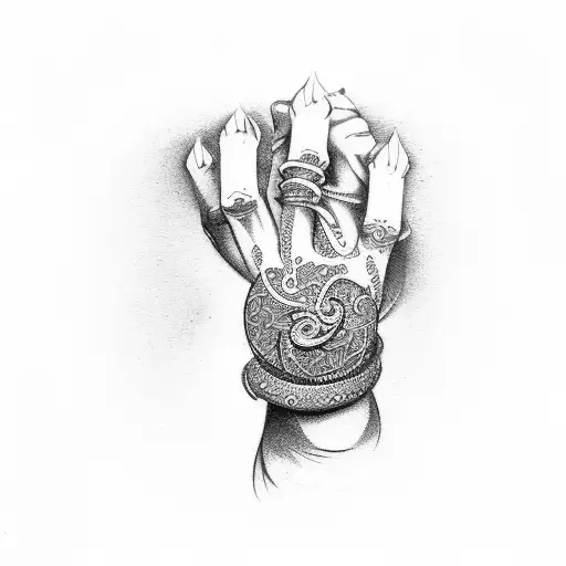 kubera mudra tattoo design idea