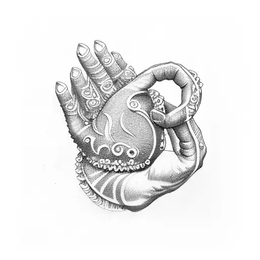 kubera mudra tattoo design idea