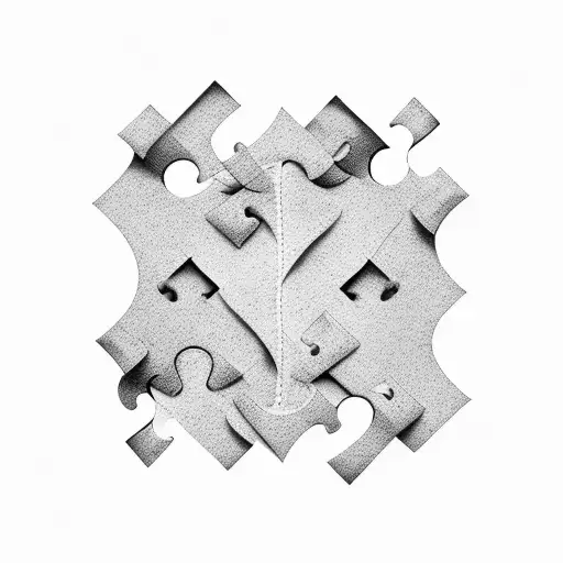 two 3D puzzle pieces with shadows tattoo design idea