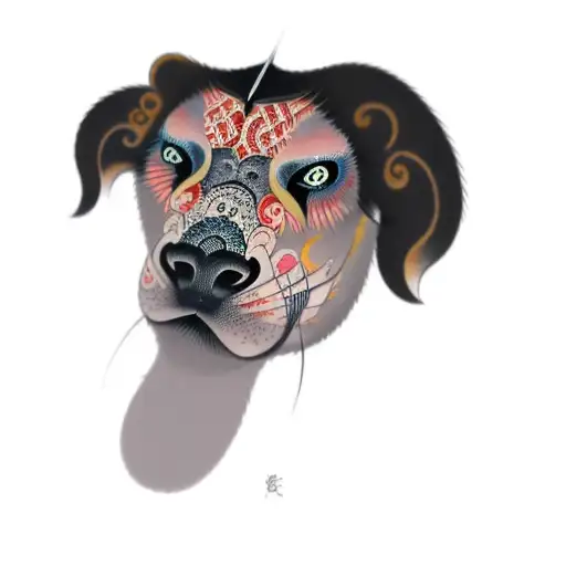 kabuki, colorful tattoo design idea