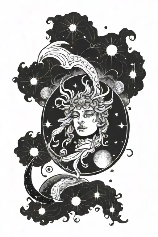 perseus constelation moon sun tattoo design idea