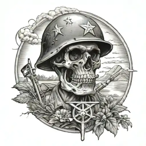 about my Marine corps dad semper Fi landscape with atomic tattoo design idea