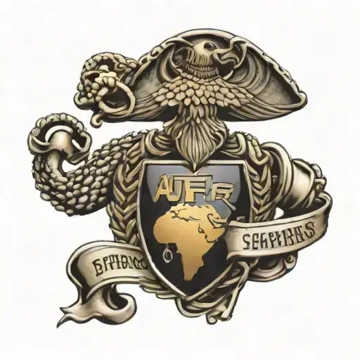 Marine corps emblem semper Fi Dad holding hands tattoo design idea