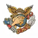 Marine corps emblem semper Fi Dad holding hands tattoo design idea
