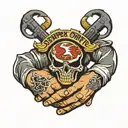 Marine corps emblem semper Fi Dad holding hands tattoo design idea