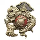 Marine corps emblem semper Fi Dad holding hands tattoo design idea