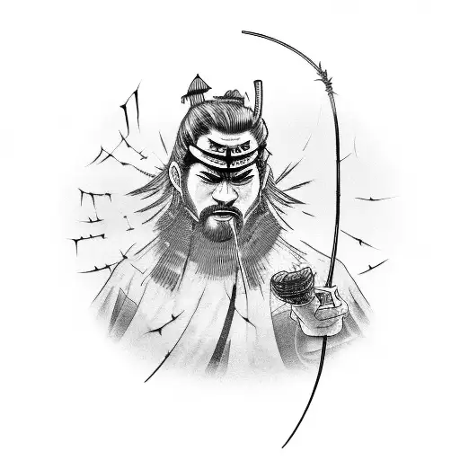 lonely samurai stuck in cobweb tattoo design idea