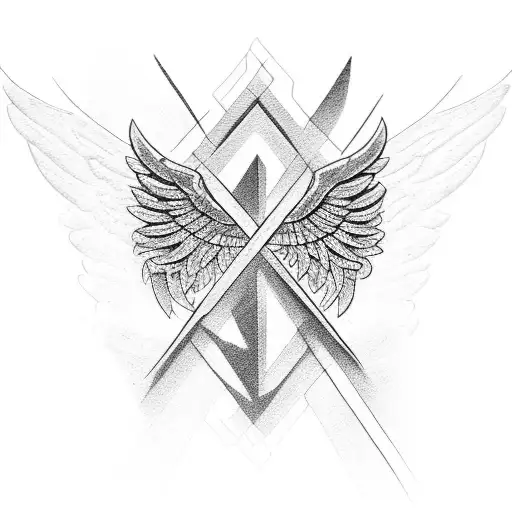 cross with a wing tattoo design idea