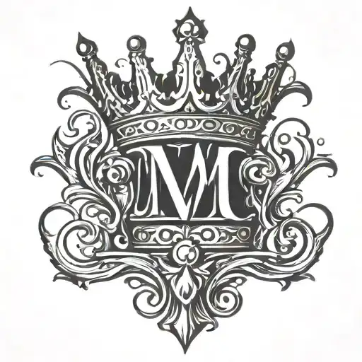 The letter "M" with a queen's crown tattoo design idea