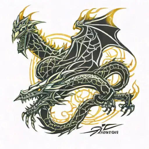 west dragon tattoo with thunder lightning tattoo design idea