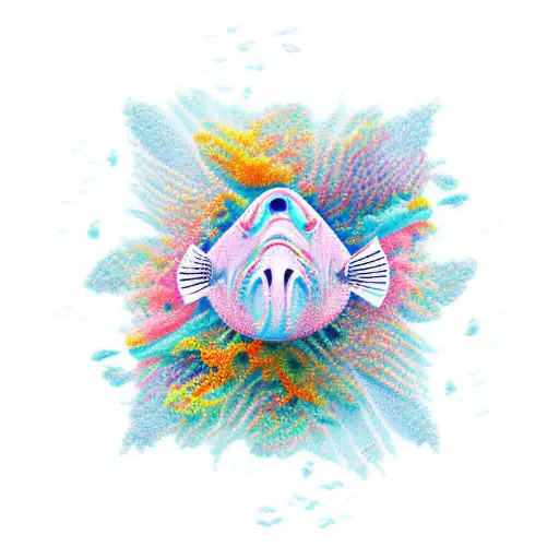 An abstract art piece inspired by snorkeling experiences tattoo design idea