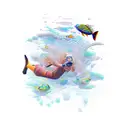 An abstract art piece inspired by snorkeling experiences tattoo design idea