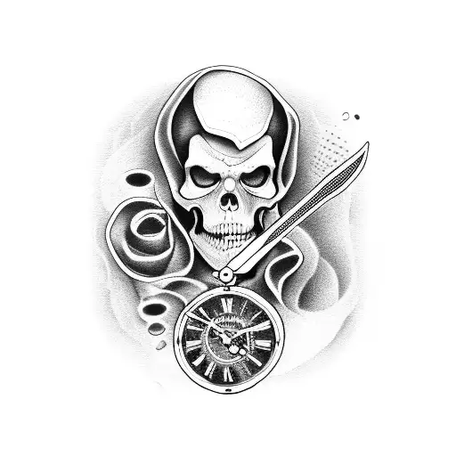 Grim Reaper with clock tattoo design idea