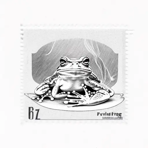 smoking frog in a post stamp  tattoo design idea