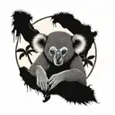 monkey wearing chuck Taylor's hanging out with a beautiful female koala under the tree of life tattoo design idea