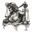 lady justice black and white drawing tattoo design idea