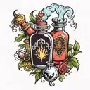fantasy potion bottles tattoo design idea