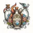 fantasy potion bottles tattoo design idea