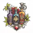 fantasy potion bottles tattoo design idea