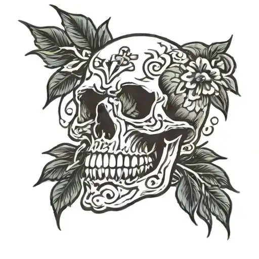 skull hand rock simbal tattoo design idea