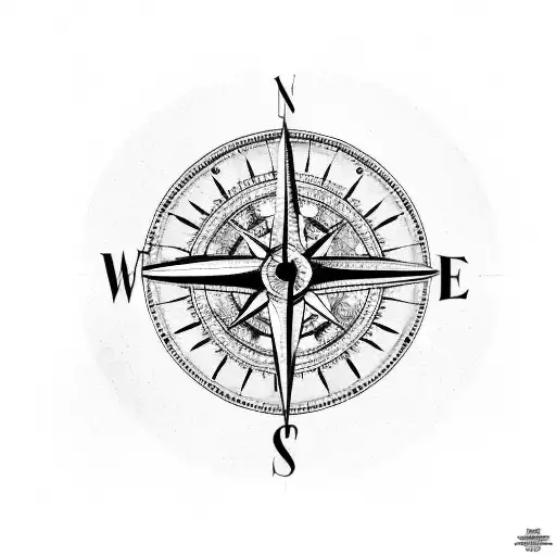 compass with broken clock and map tattoo design idea