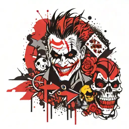 Polish ultras and patrotic mixed with joker, play card tattoo design idea
