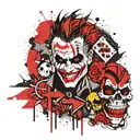Polish ultras and patrotic mixed with joker, play card tattoo design idea