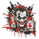 Polish ultras and patrotic mixed with joker, play card tattoo design idea