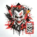 Polish ultras and patrotic mixed with joker, play card tattoo design idea