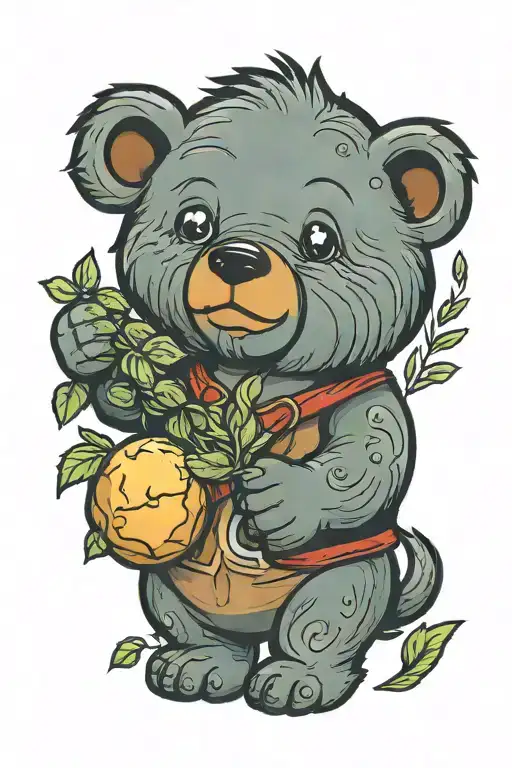california bear holding a potato tattoo design idea