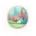 deer and forest tattoo design idea