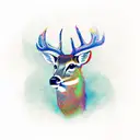 deer and forest tattoo design idea