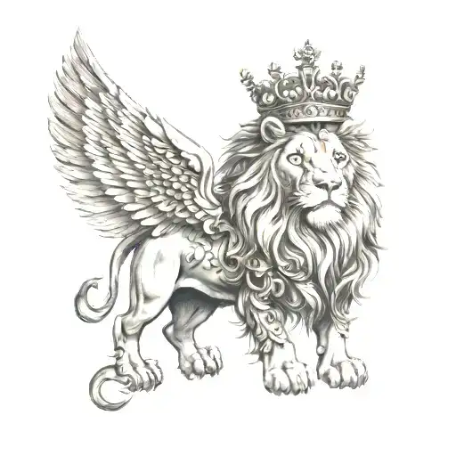 mauri tattoo half chest and lion wearing a crown tattoo design idea
