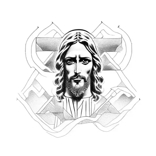 Blackwork Jesus With Louis Vuitton Tattoo Idea - BlackInk AI