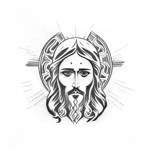 Blackwork Jesus With Louis Vuitton Tattoo Idea - BlackInk AI