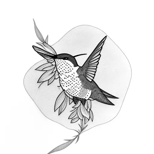 Hummingbird with peonies on hummingbird  tattoo design idea