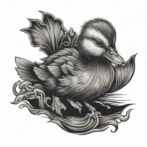 horror duckling tattoo design idea
