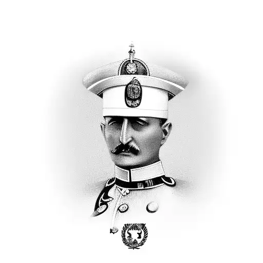 1920 Turkish Army Major General no face uniform tattoo design idea