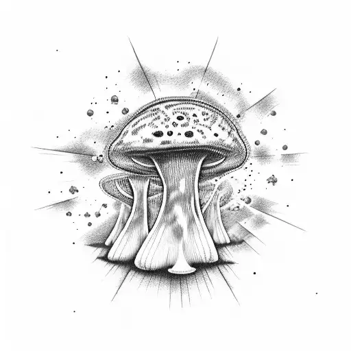 nuclear mushroom explosion in thin lines  tattoo design idea