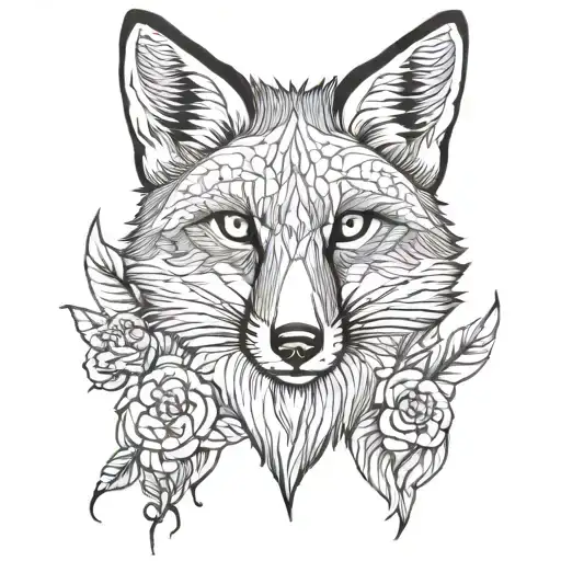 fox head tattoo design idea