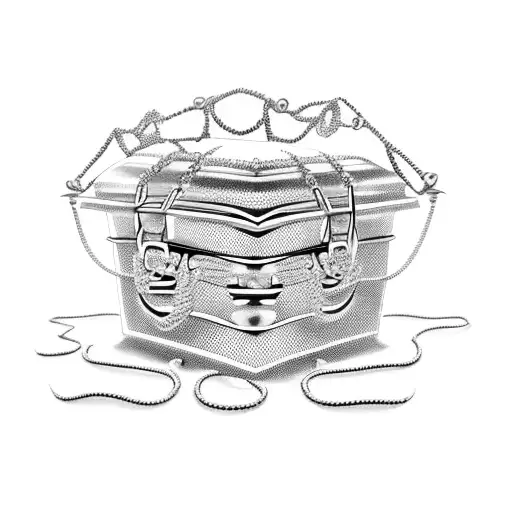 casket with chains around it  tattoo design idea