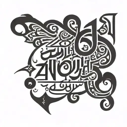 Arabic words " zain Rami Noor" written tattoo design idea