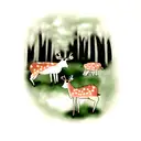 deer in forest tattoo design idea